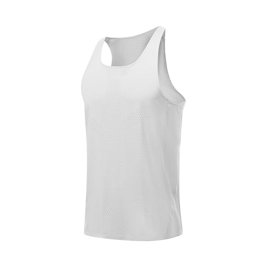 Men's sleeveless solid color sports vest white