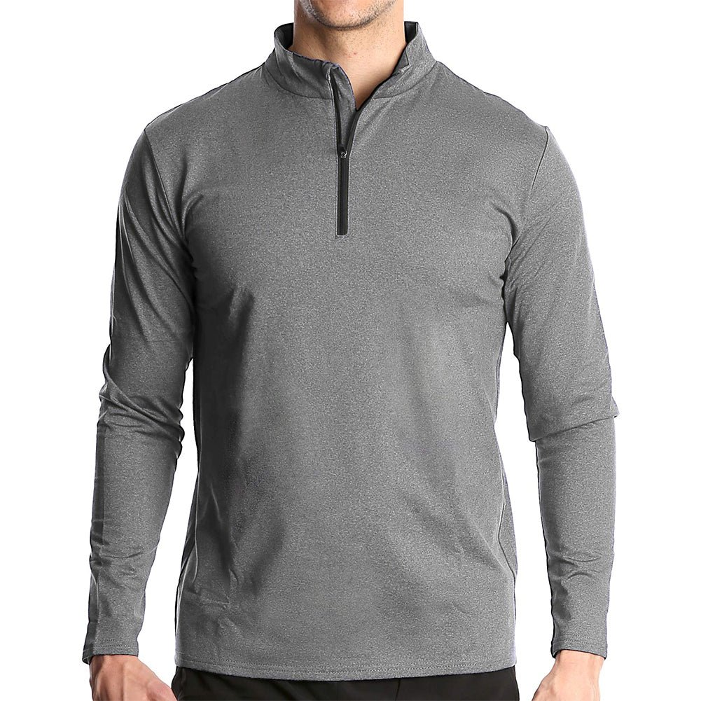 Men's Solid Color Half-Zip T-Shirt Sky Blue