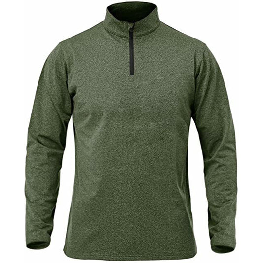 Men's Solid Color Half Zip T-Shirt Light Blue