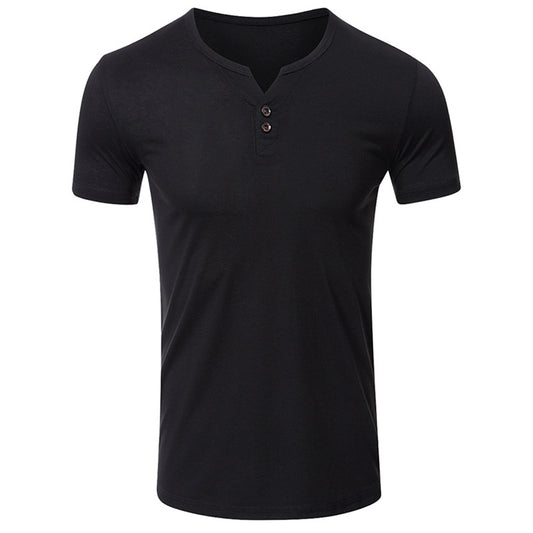 Men's casual solid color T-shirt black