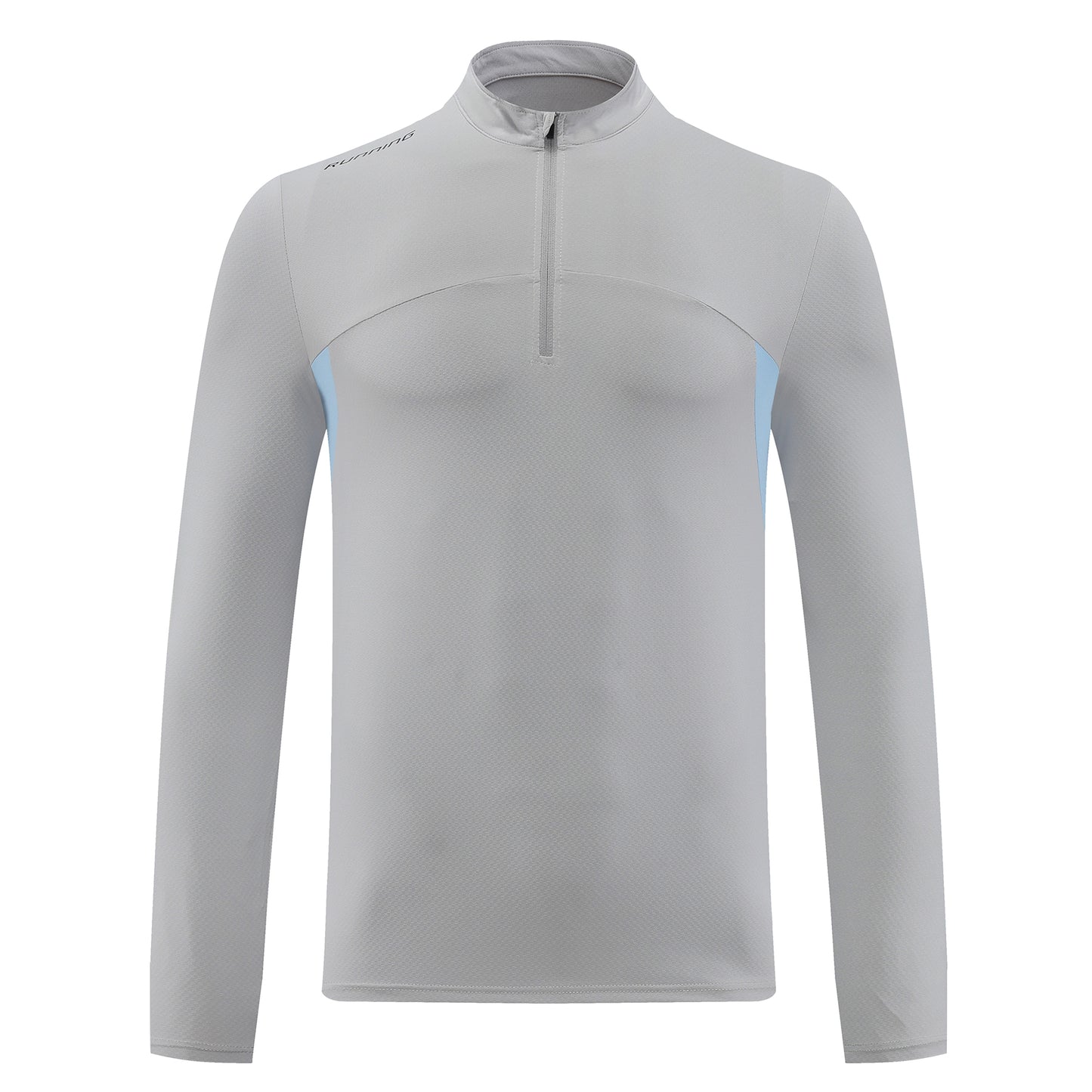 Men's half-zip quick-dry T-shirt, light gray