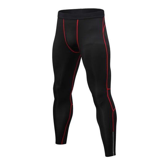 Men's zipper reflective quick drying sports pants black red line