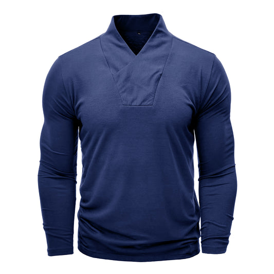 Men's round neck pullover camouflage long sleeve T-shirt light gray