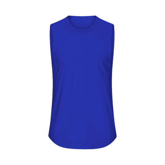 Men's solid color round neck sports vest blue