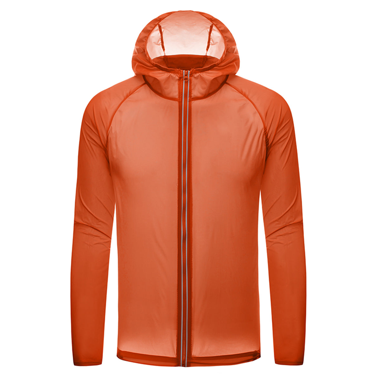 Men's solid color zipper hooded reflective sun protection garment royal blue