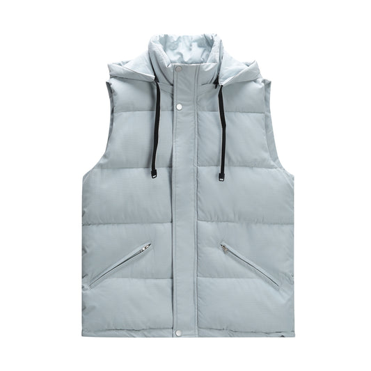 Men's solid color hooded vest in light blue