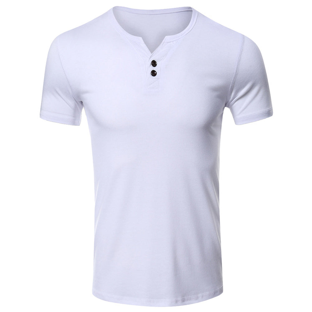 Men's casual solid color T-shirt white