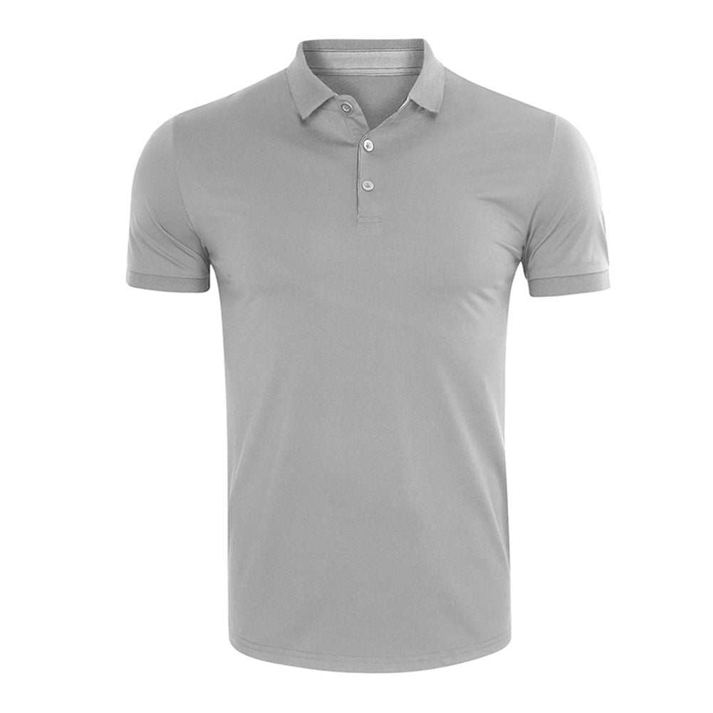 Men's casual quick drying short sleeved POO collar T-shirt gray US size
