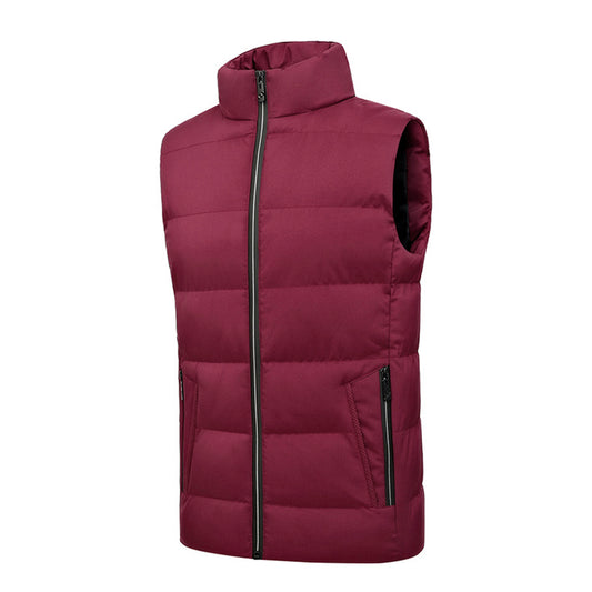 Men's vests in solid red with stand-up collar