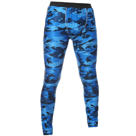 Men's printed quick drying sports pants in blue