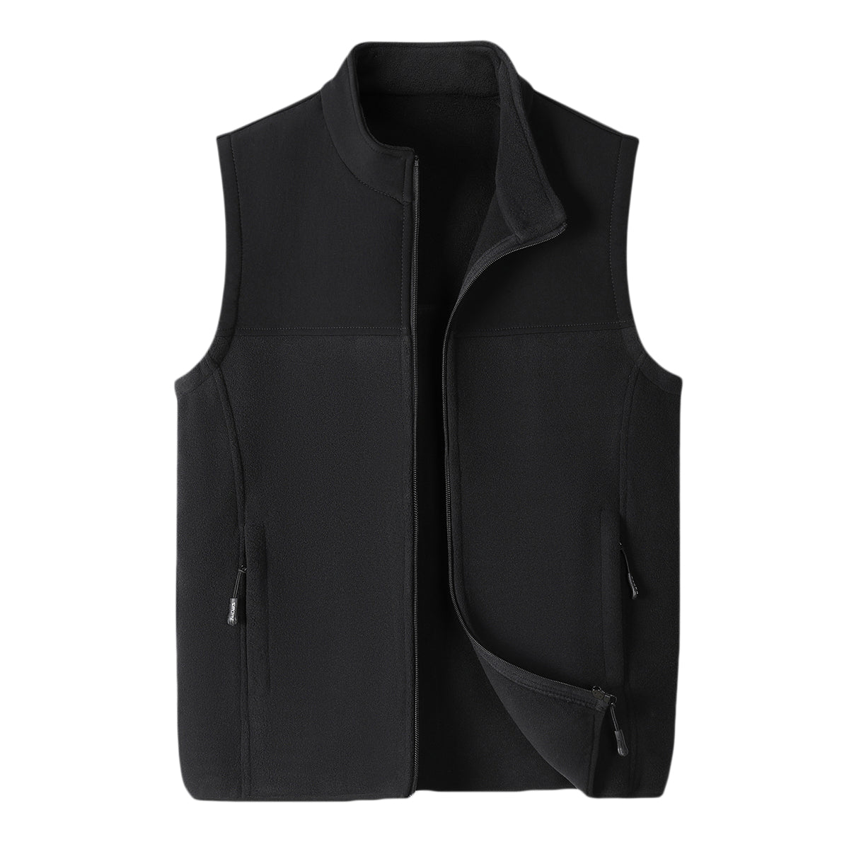 Men's solid color stand up collar vest black