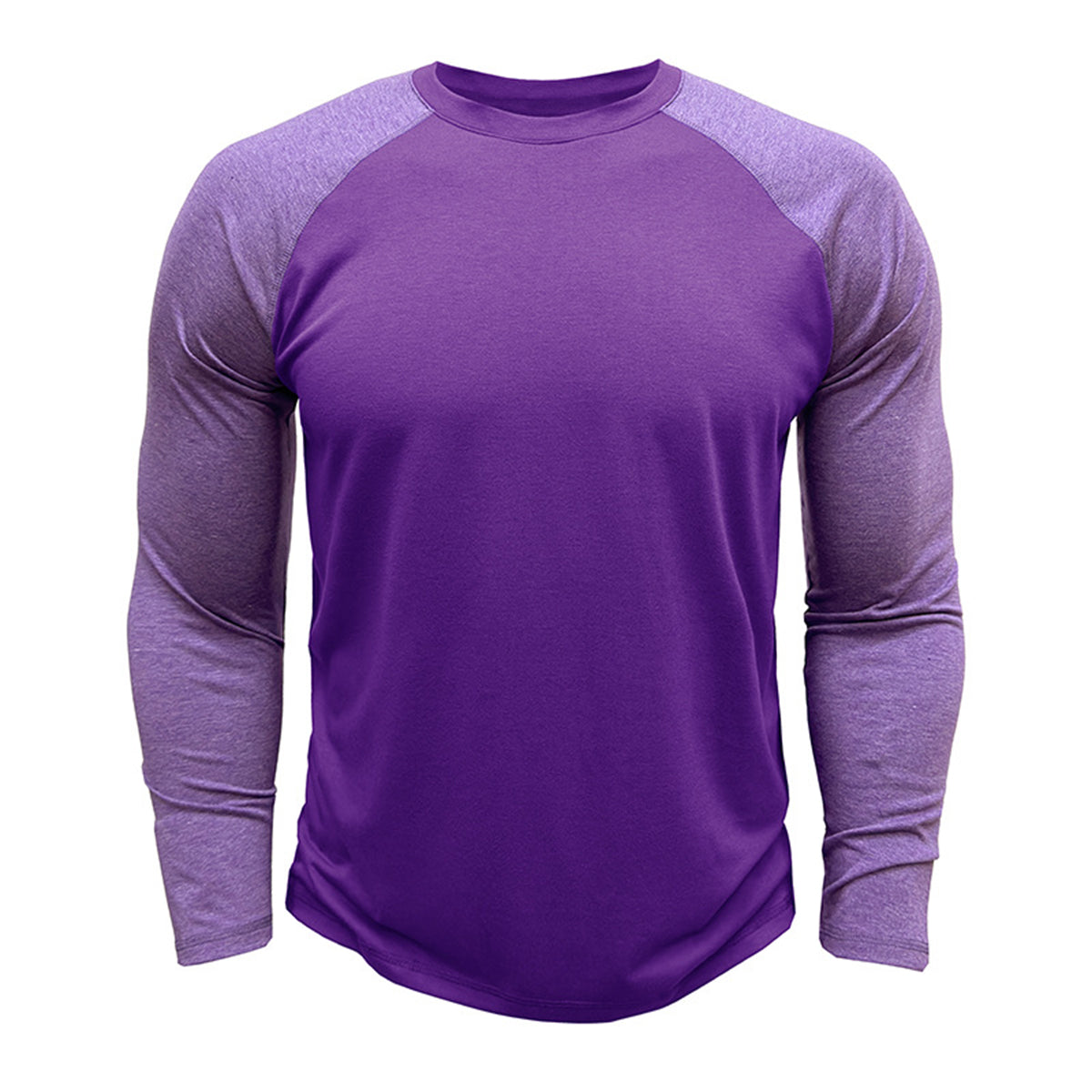Men's Color Block Long Sleeve T-Shirt Dark Red