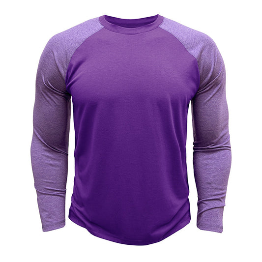 Men's Color Block Long Sleeve T-Shirt Dark Red