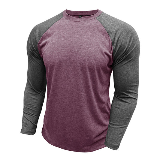 Men's Color Block Long Sleeve T-Shirt Yellow