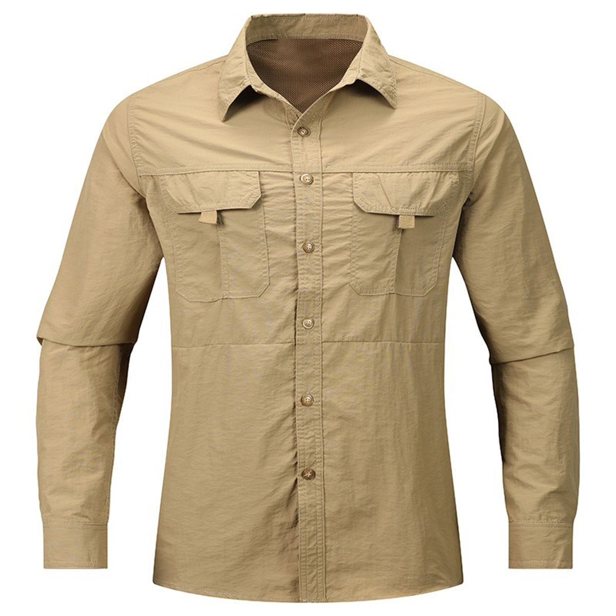 Men's quick-drying long sleeve shirt in khaki