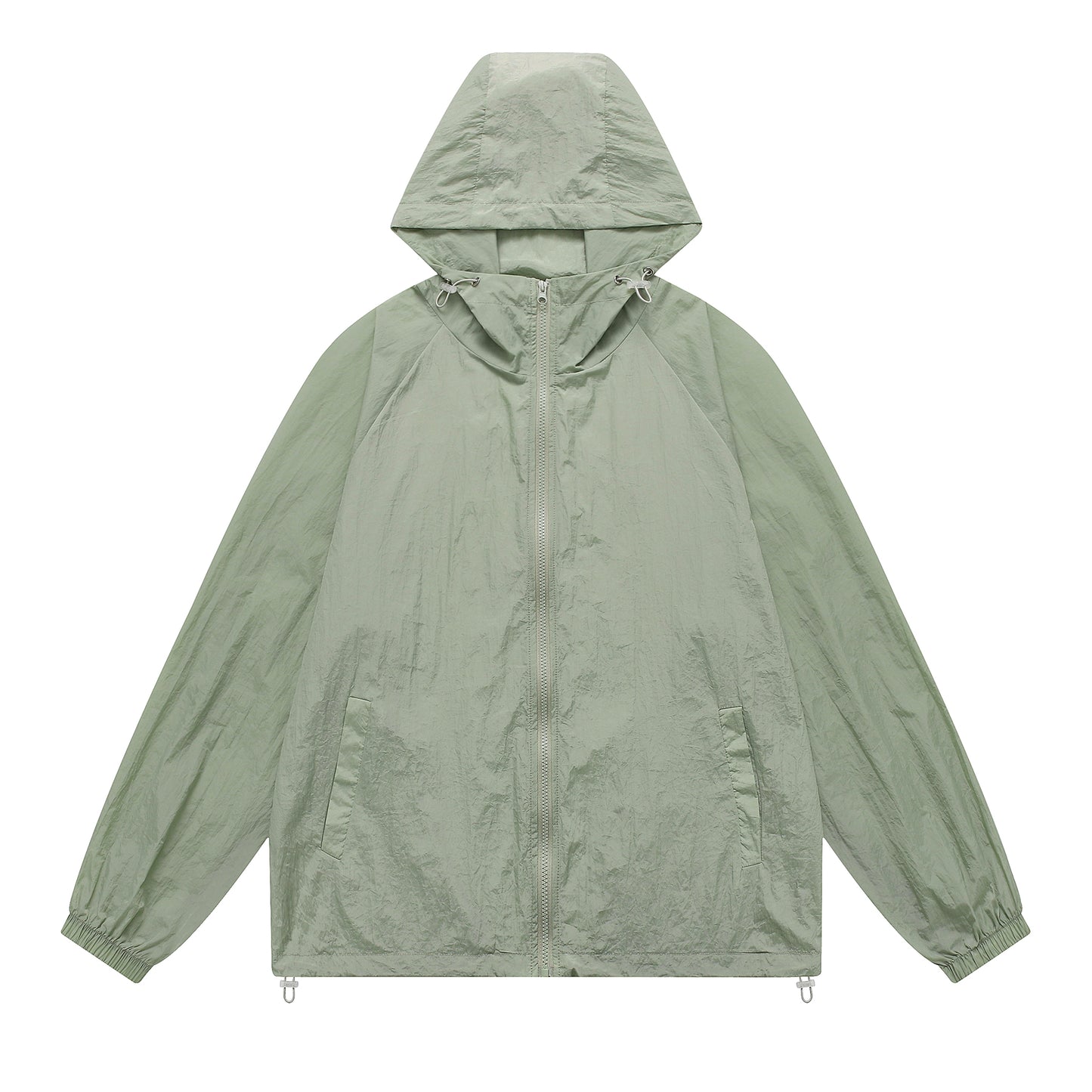 Men's solid color hooded long sleeved sunscreen suit in green