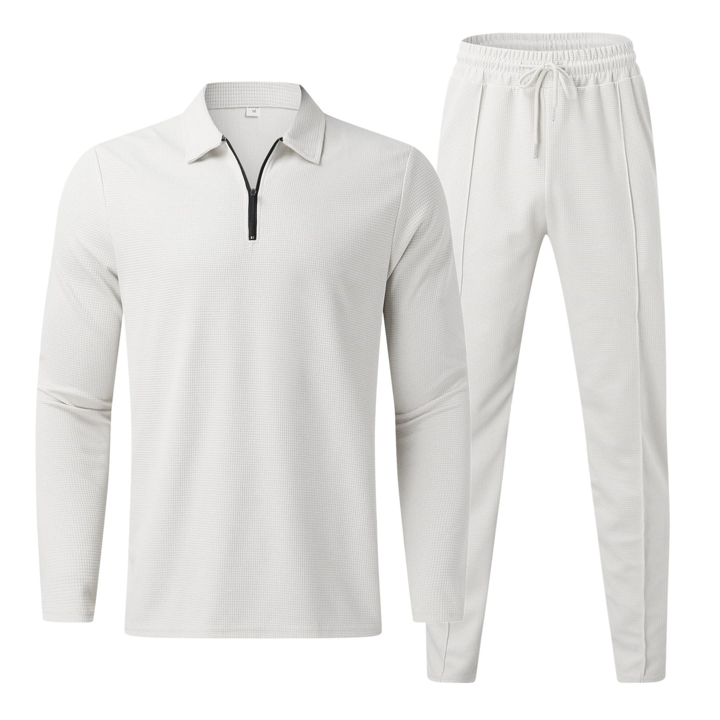 Men's solid color lapel long-sleeved casual suit white