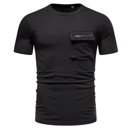 Men's Solid Color Round Neck Short Sleeve T-Shirt Light Gray