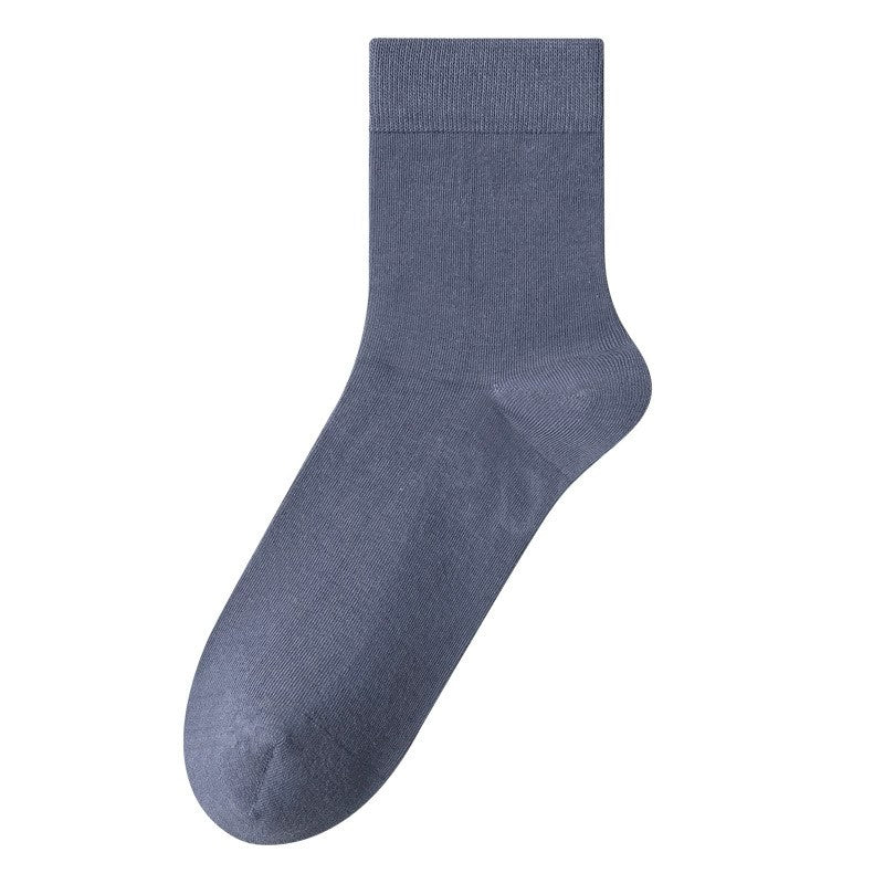 Men's solid color sports casual middle tube socks night blue