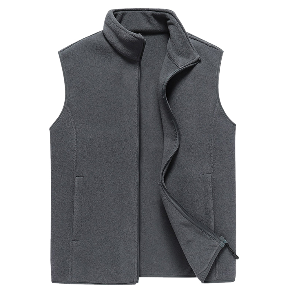 Men's solid color stand up collar vest gray
