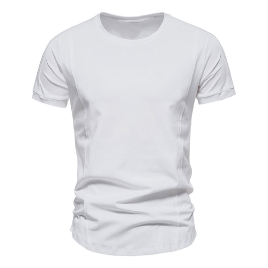 Men's solid color V-neck short-sleeved T-shirt dark gray