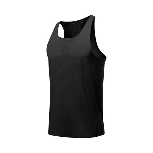 Men's sleeveless solid color sports vest black