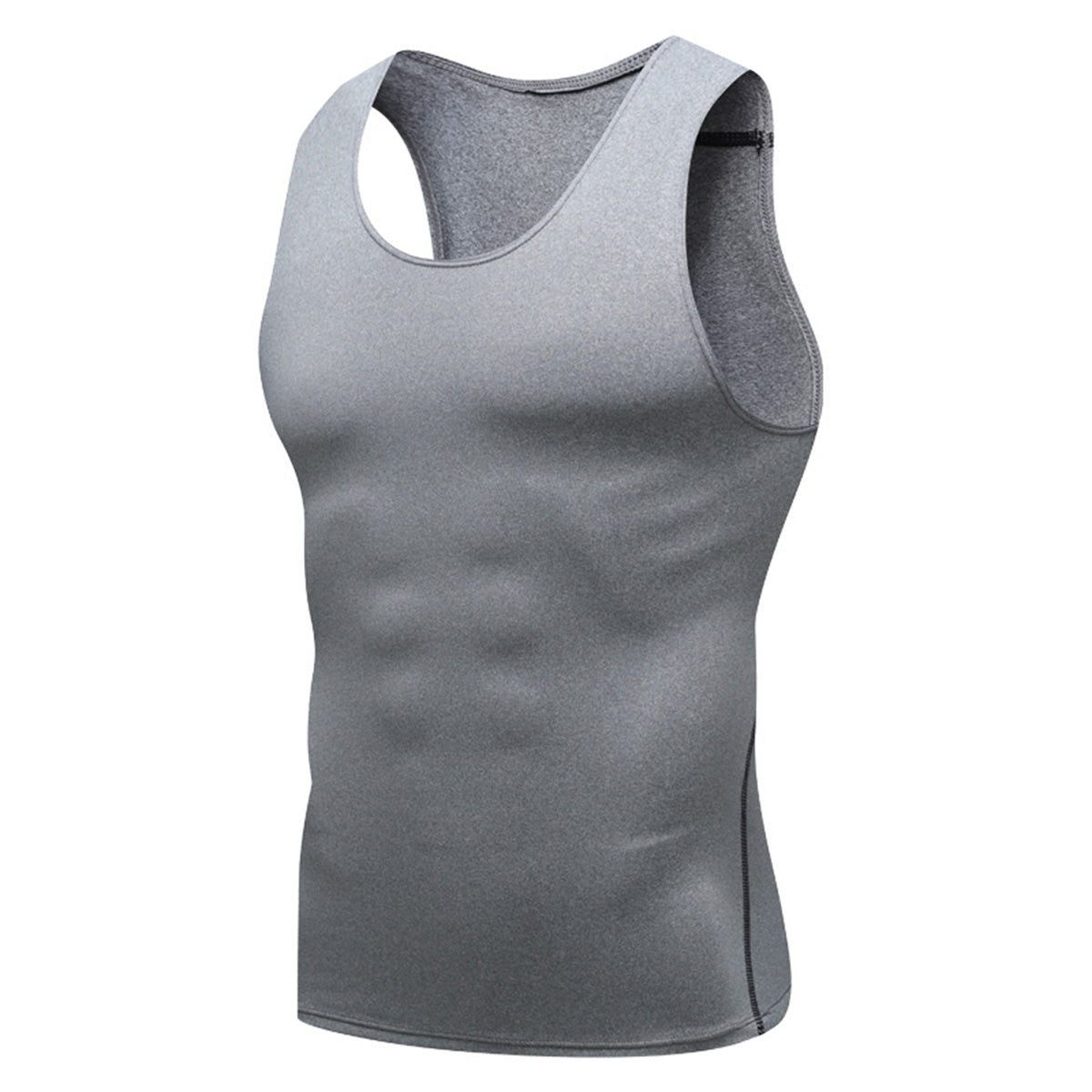 Men's Stretch Sweat Absorbent Sleeveless T-Shirt 1001 White Gray Line