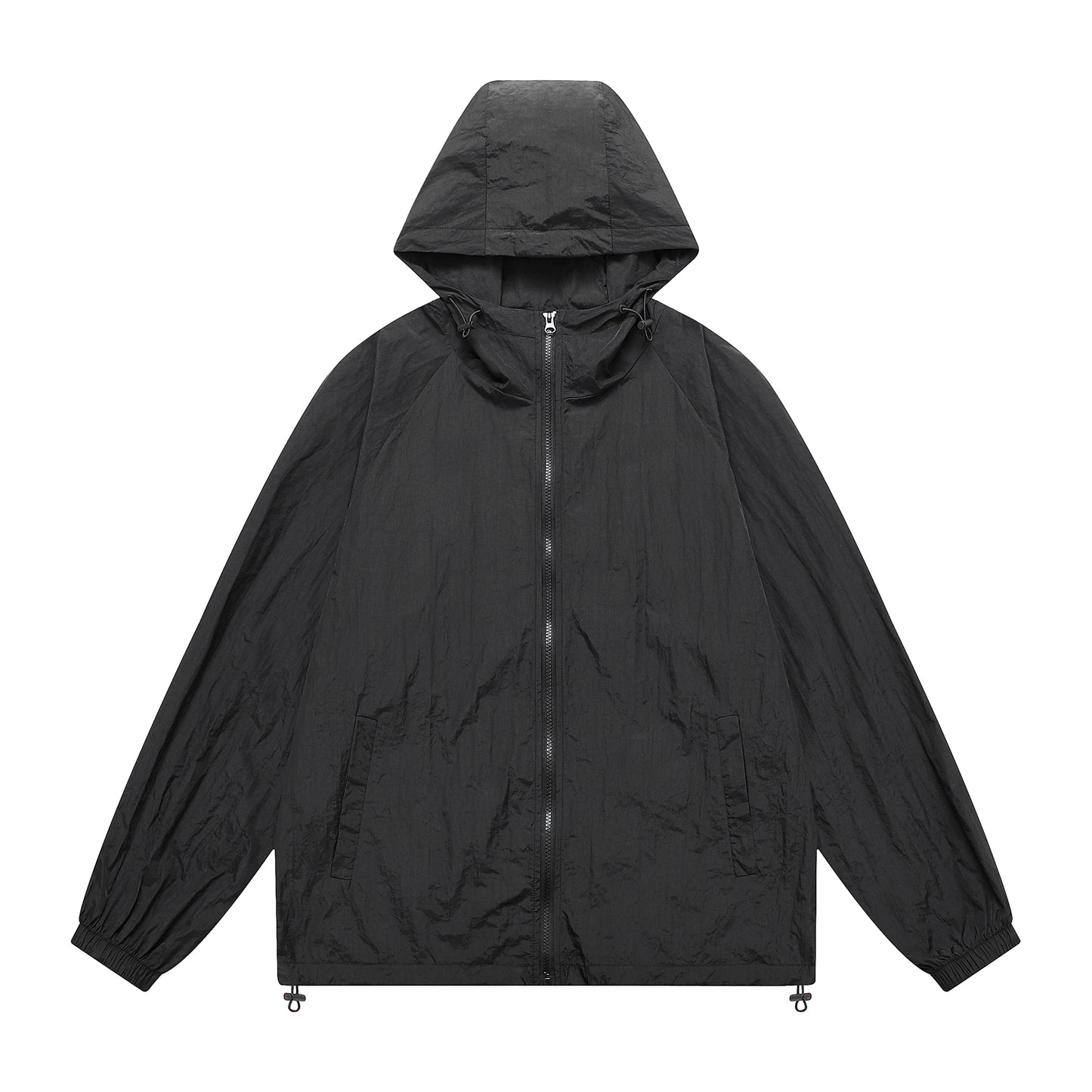 Men's solid color hooded long sleeved sunscreen suit black