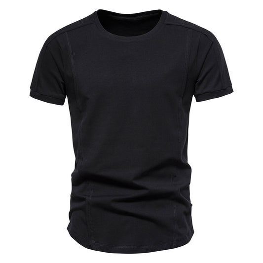 Men's Solid Color Round Neck Short Sleeve T-Shirt Dark Gray
